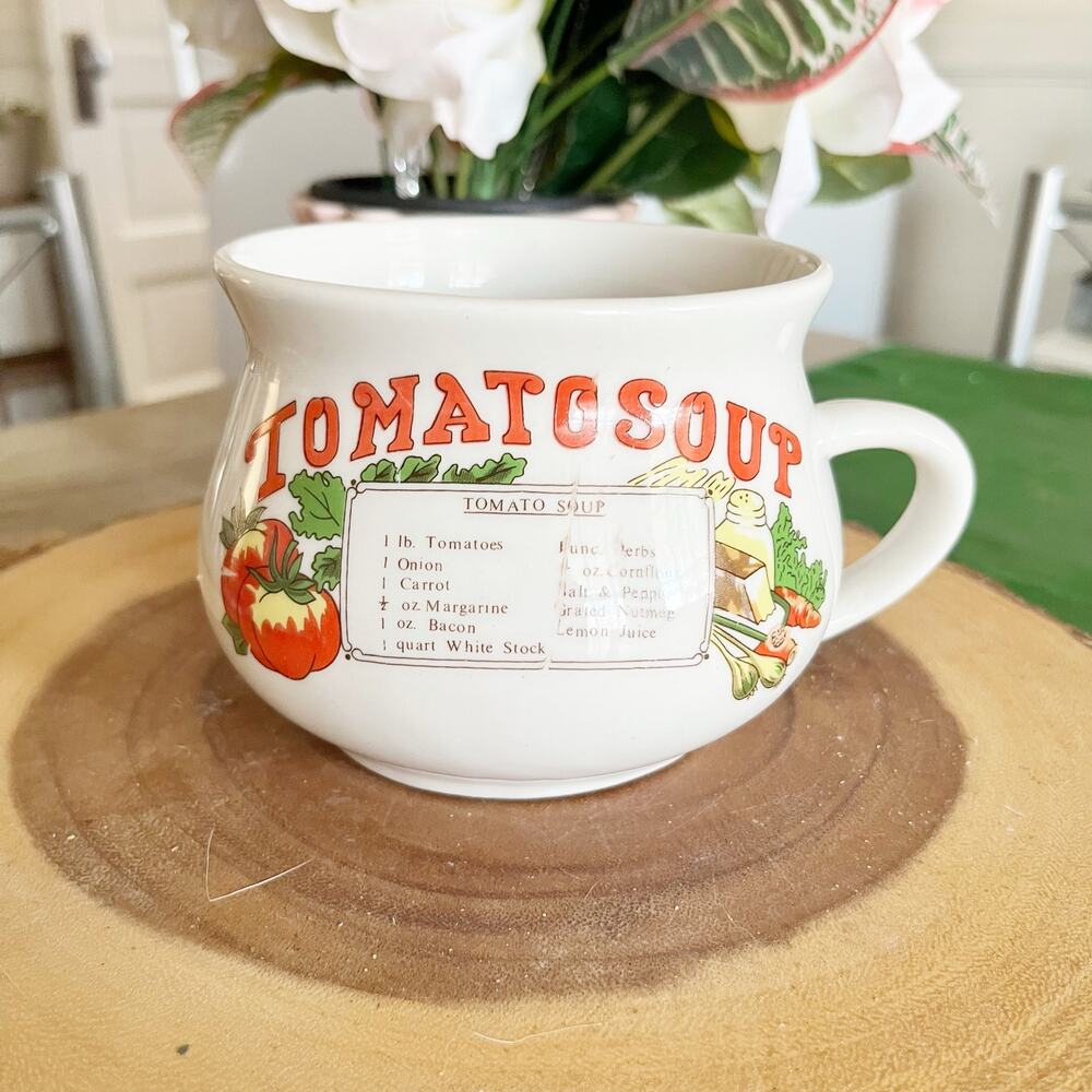 VINTAGE 70s Tomato Soup Recipe Bowl Retro Kitschy Kitchen Décor